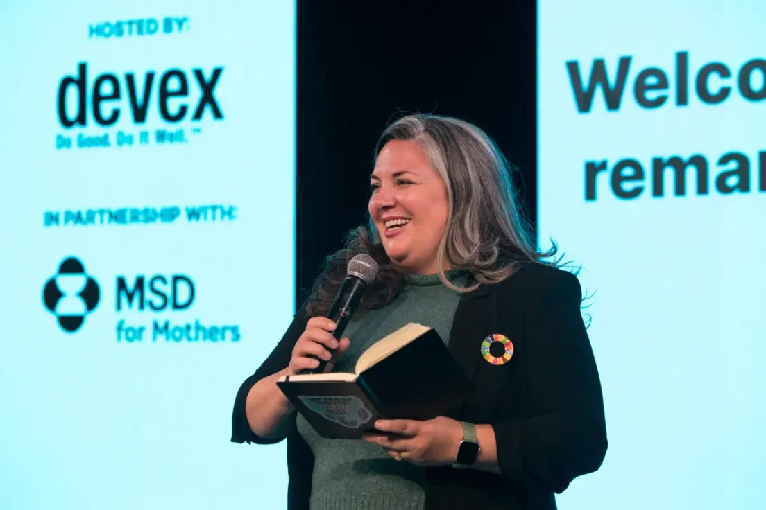 Keynote speaker on stage • Devex • NYC conference photographer