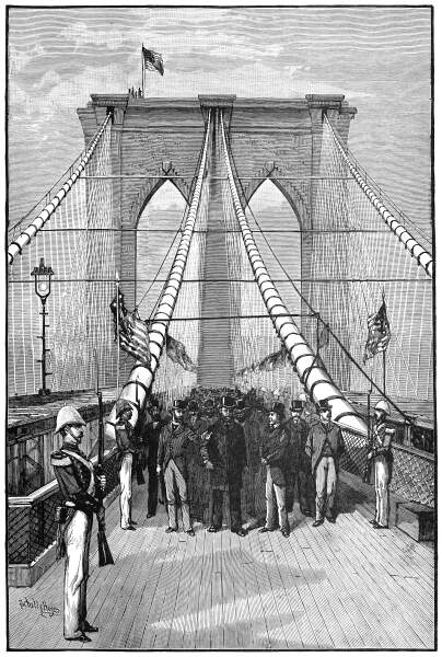 Brooklyn online Bridge 1883 Famous Bridges Series Architectural Print John A Roebling